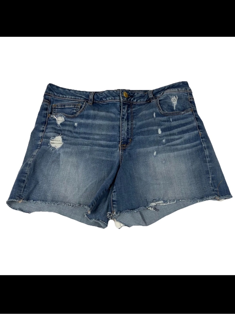 Y2K American Eagle Women’s Plus Size 18 Hi Rise Shortie Shorts Jean Stretch 4181